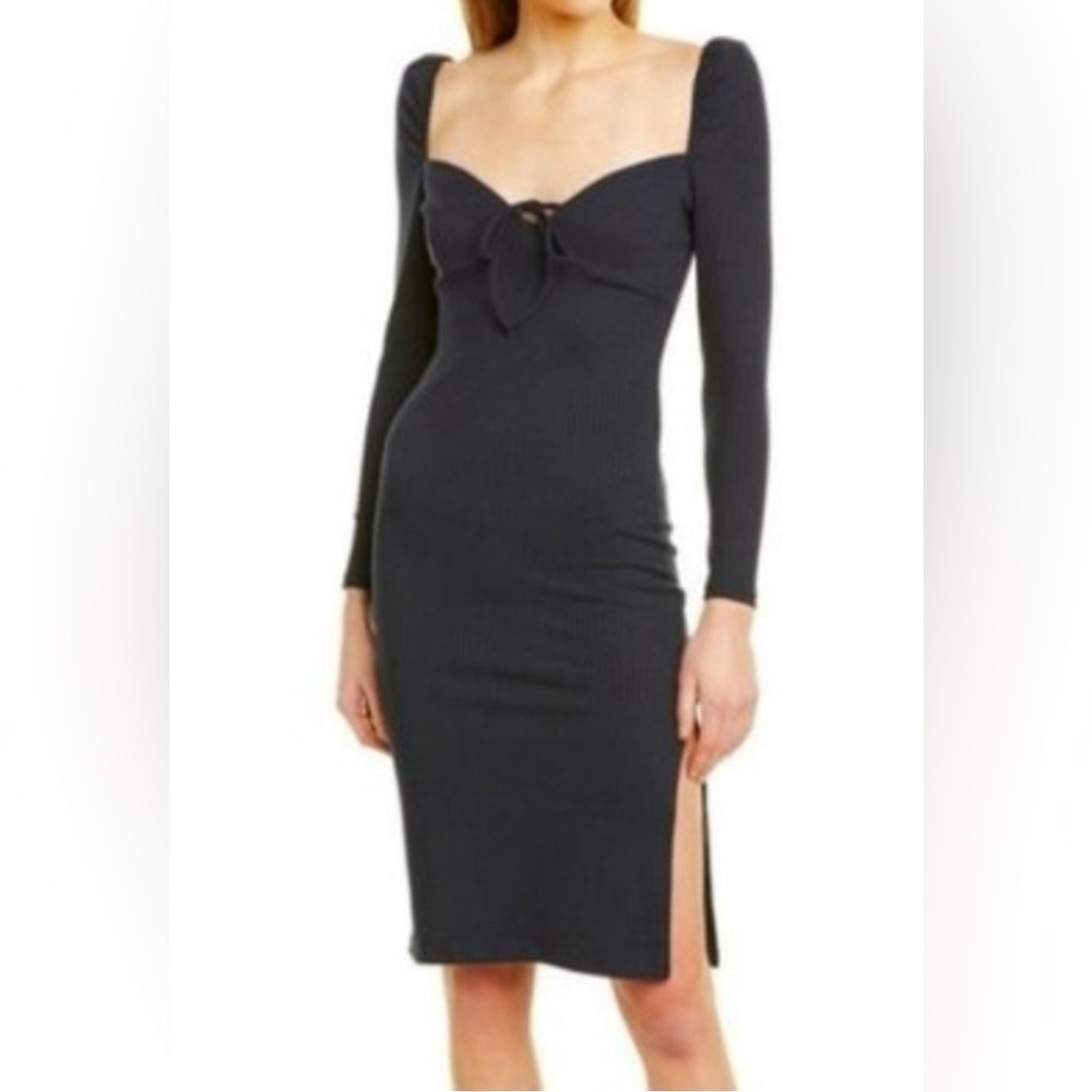 Avec Les Filles Prairie Rib Knit Bodycon Midi Dress